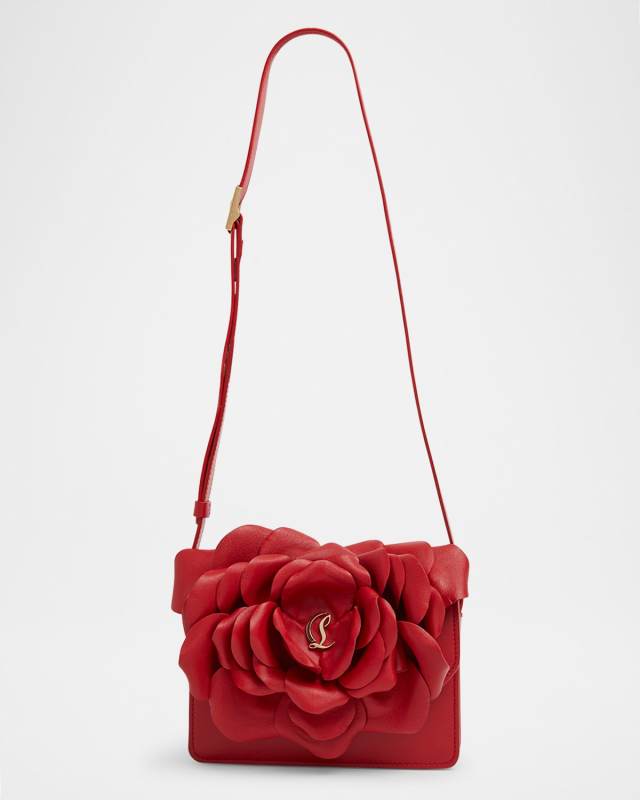 Loubi54 Small 3D Rose Leather Crossbody Bag